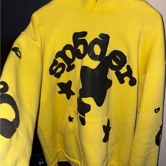 Sp5der Men's Hoodie in Yellow and Black
